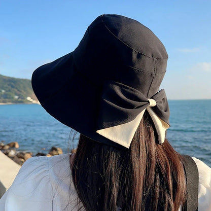 🏖️Napvédő nyaralócsomag🎁Ingyenes napszemüveg🕶️🌞 Védje arcát és nyakát a naptól – 👒Női széles karimájú, összehajtható napkalap masnival！