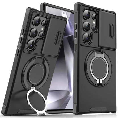 📱🔒Samsung 3 az 1-ben mágneses védőtok – kiemelt kamerafedél + állvány + teljes körű védelem.