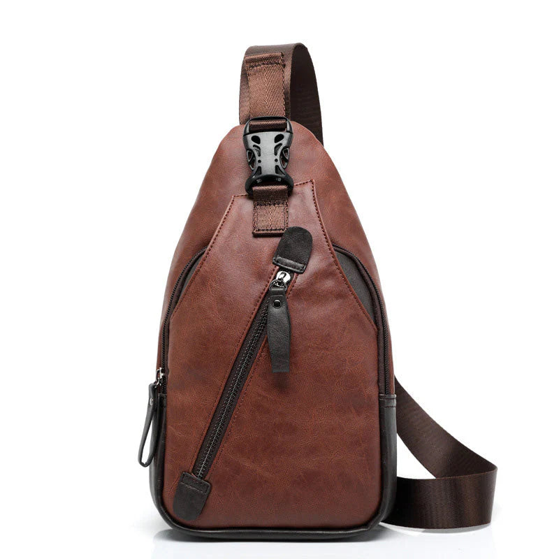 👝 Premium PU bőr mellkasi táska – Több rekesz, állítható vállpánt 🎒Mellkasként, válltáskaként vagy kézitáskaként