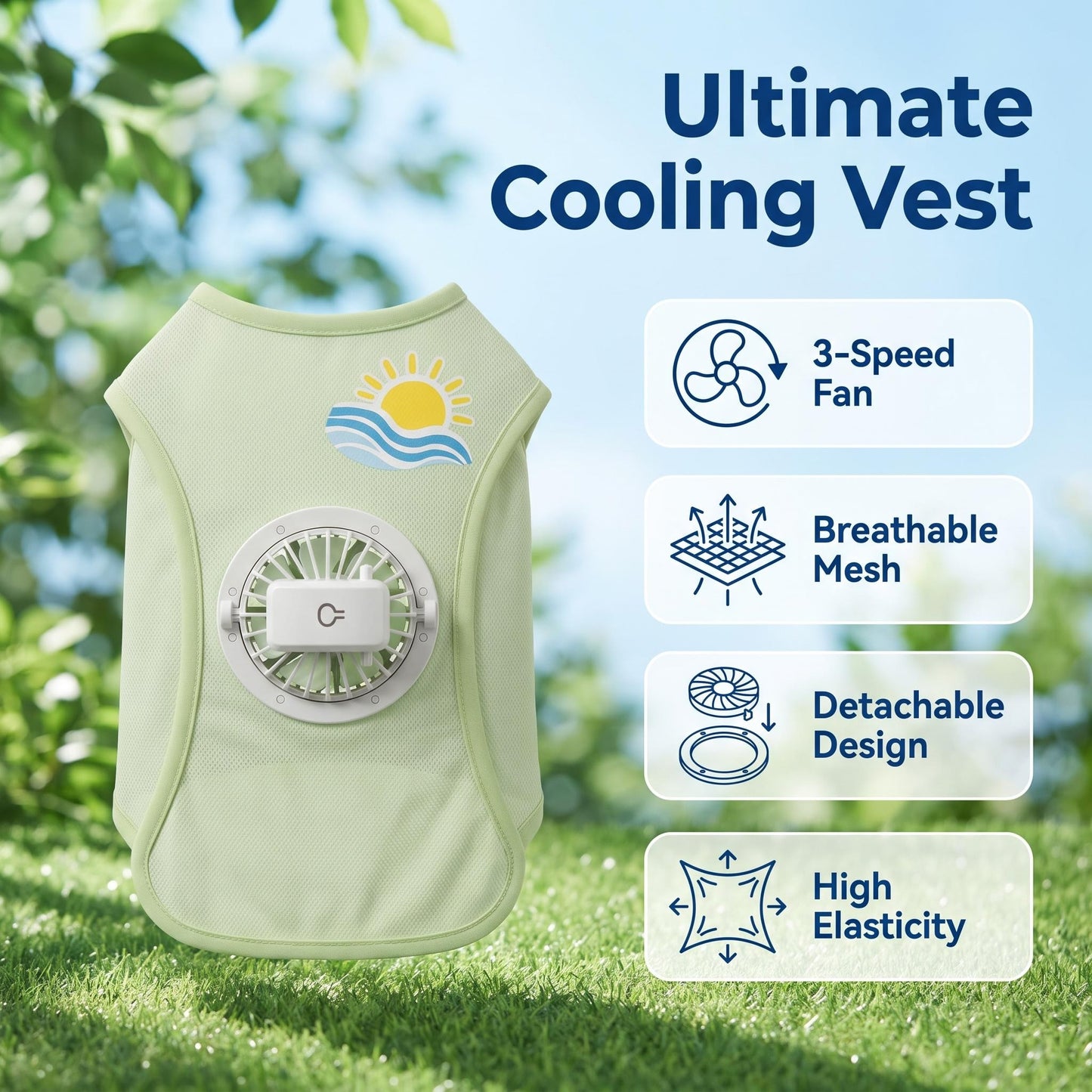 🎁1+1 INGYEN (2 db)🐕💨 Hűtőmellény kutyáknak – Beépített ventilátorral, 3 sebességfokozattal, Ice Silk anyagból! 🌿❄️