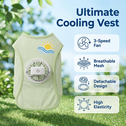 🎁1+1 INGYEN (2 db)🐕💨 Hűtőmellény kutyáknak – Beépített ventilátorral, 3 sebességfokozattal, Ice Silk anyagból! 🌿❄️