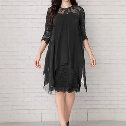 📿Ingyenes rózsa nyaklánc👗🌸 Chiffon csipkeruha – Légáteresztő, laza szabás, finom virágos részletekkel, S–3XL-ig! ✨💃