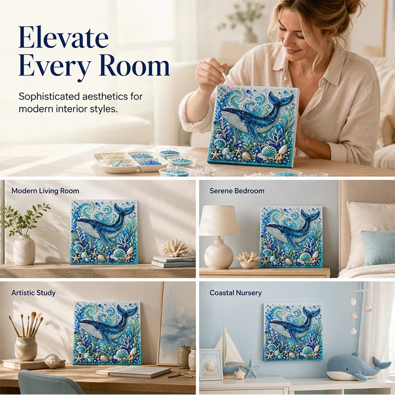🐚✨ Tengeri élőlények DIY gyöngyfestő készlet – Ragyogó műgyöngyökkel, 8 mintában! 🎨💎