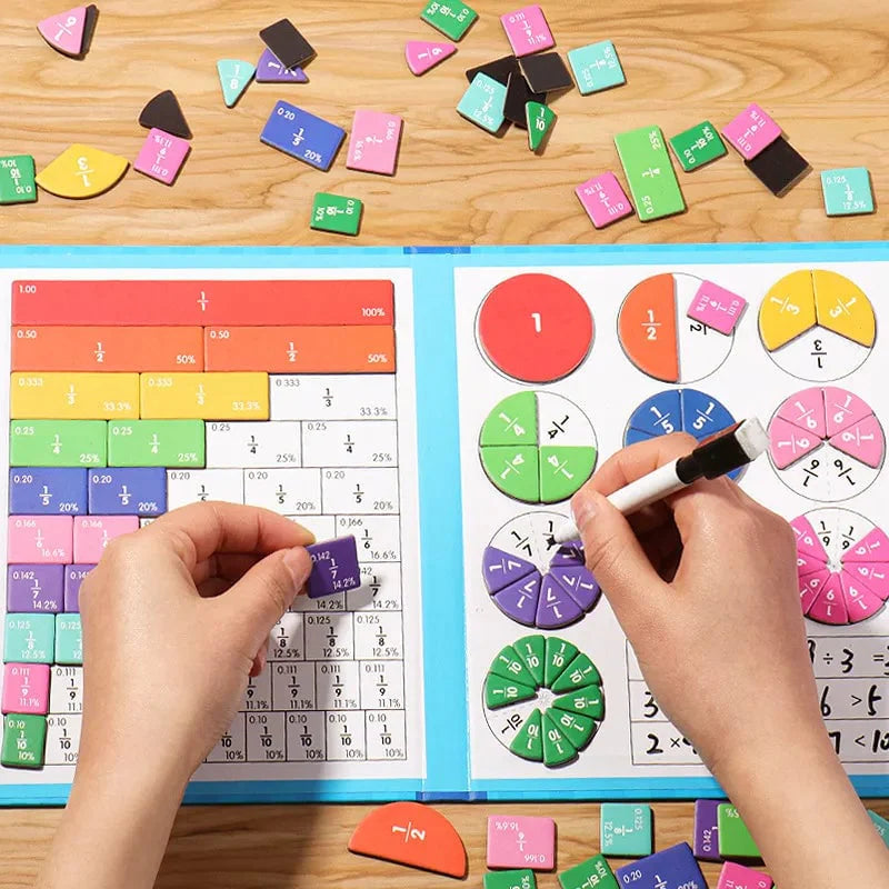 😊65% kedvezmény az eredeti árból🧩Magnetická Kniha Zlomky Puzzle – Hravé Výuku Matematiky!