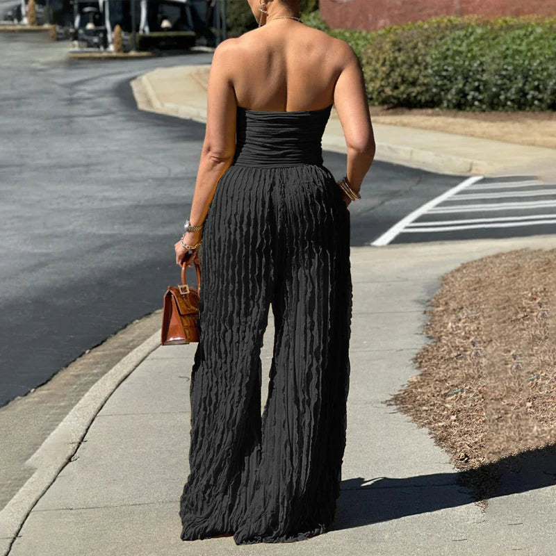 【😍 50% kedvezmény🎁Ingyenes ajándék】💃✨ Chic jumpsuit – Bandeau váll + magas derék – Teljes sziluett egy kényelmes darabban!