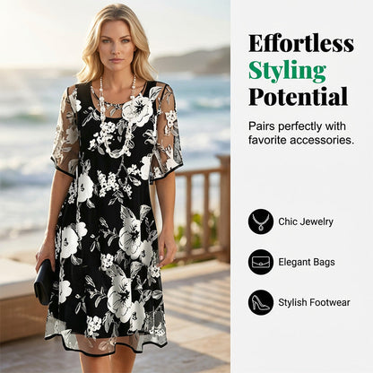 👗🌸 Virágmintás sifonruha – Prémium légáteresztő, átlátszó szövet, S–3XL-ig! ✨💃