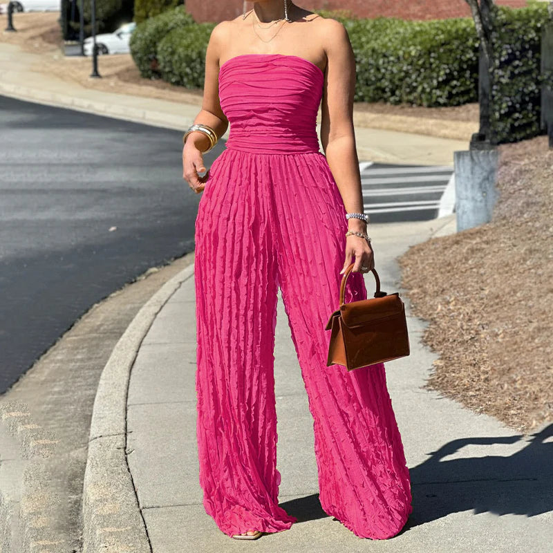 【😍 50% kedvezmény🎁Ingyenes ajándék】💃✨ Chic jumpsuit – Bandeau váll + magas derék – Teljes sziluett egy kényelmes darabban!