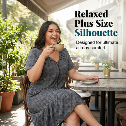 😍2026 tavaszi újdonságok💥50% árcsökkentés 👗 Plus Size lélegző ruha✨ Állítható V-kivágásos ruha – Plisszírozott ruflesz alj, nőies és sokoldalú!