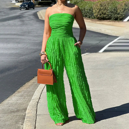 【😍 50% kedvezmény🎁Ingyenes ajándék】💃✨ Chic jumpsuit – Bandeau váll + magas derék – Teljes sziluett egy kényelmes darabban!