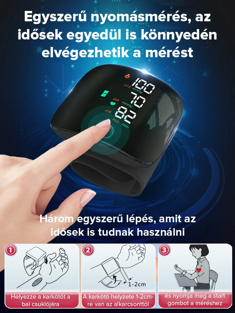 🔥🎁Ingyenes ajándék-Vércukorszint-Ellenőrző🩺❤️ Csukló vévnyomásmérő: Pontos, egyszerű, nem kell levetkőzni!