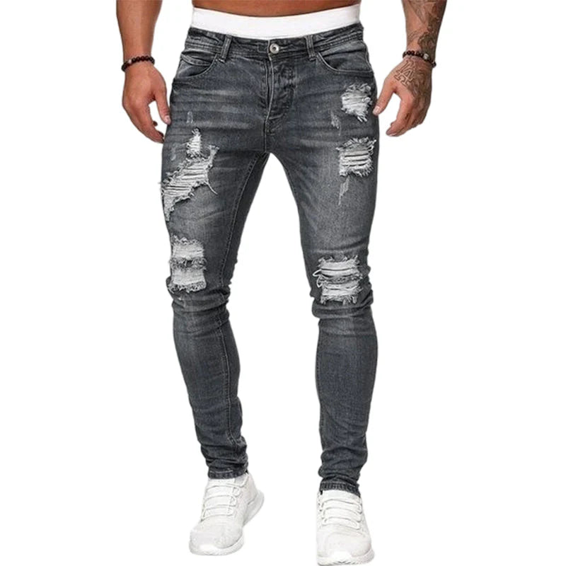 🔥🎁Nová 50% SLEVA👖 Feltépett férfi keskeny farmer✨ Karcsú sziluett, puha pamut – Minden outfithez tökéletes!
