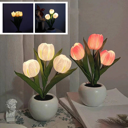 🎁Elemek mellékelve💡 Tulipán éjjeli lámpa – Romantikus világítás és otthoni dekoráció egyben!