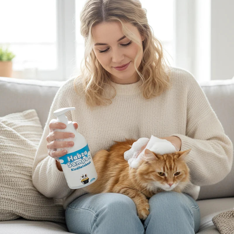 🐕🧴 Habzó sampon kisállatoknak – 3 lépéses tisztítás, pH-egyensúlyozott, természetes hipoallergén összetevőkkel! 🐱✨