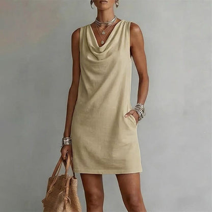 👗✨ Cowl-nyakú karcsú ruha – Elegáns, puha triacetát anyag, rejtett zsebekkel, 11 színben! 🌸💫
