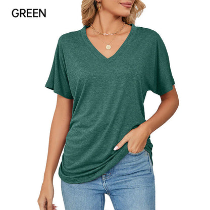 🎁📿Ingyenes nyaklánc【😍 50% kedvezmény korlátozott ideig】☀️ Női bohém V‑nyakú póló – Laza szabás, nőies eleganccia és egész napos kényelem!