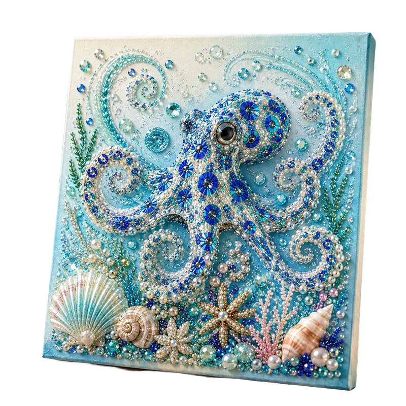 🐚✨ Tengeri élőlények DIY gyöngyfestő készlet – Ragyogó műgyöngyökkel, 8 mintában! 🎨💎