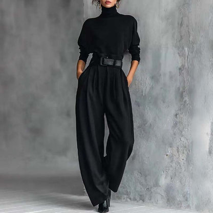 🎁Ingyenes ajándék-📿Gyönyörű nyaklánc✨ Női két részes szett👗 Garbó + nadrág szett – Kényelmes, kifinomult irodai és alkalmi ruha!
