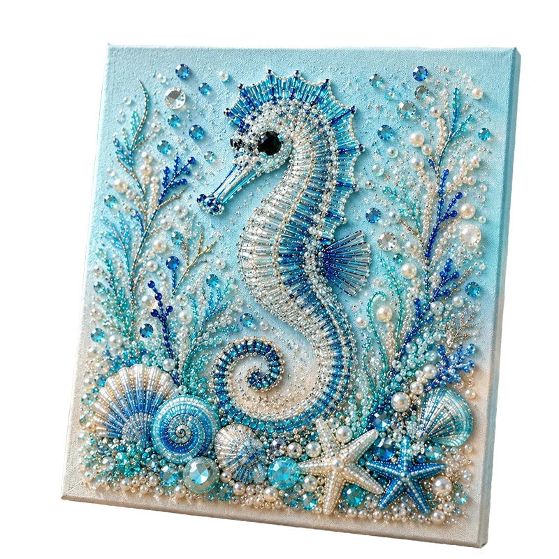 🐚✨ Tengeri élőlények DIY gyöngyfestő készlet – Ragyogó műgyöngyökkel, 8 mintában! 🎨💎