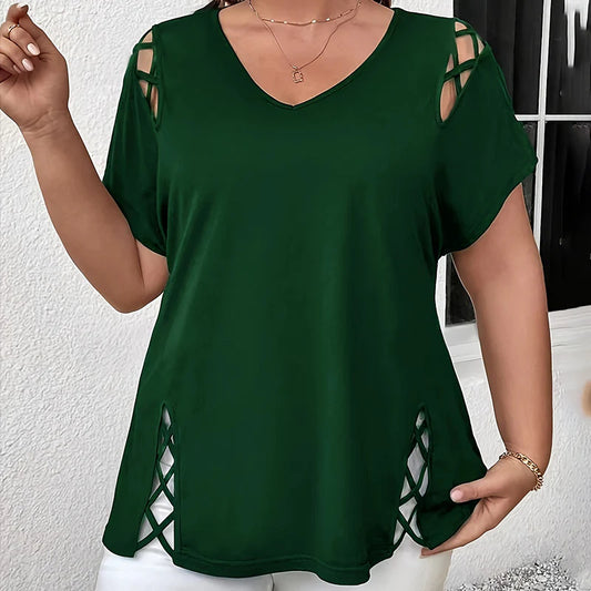 🎁Ingyenes ajándék✨ Kereszt alakú kivágásos női blúz💃 Puha nedvességtaszító felső – Laza szabás, könnyen kombinálható, ki tudsz tűnni!