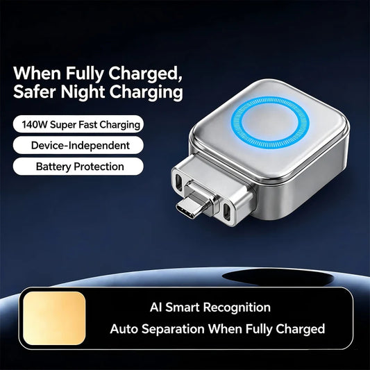 🛡️⚡ 140 W-os szupergyors töltés + AI automatikus kikapcsolás🔋 Intelligens jelzőgyűrű + univerzális kompatibilitás – Telefon, tablet, laptop!