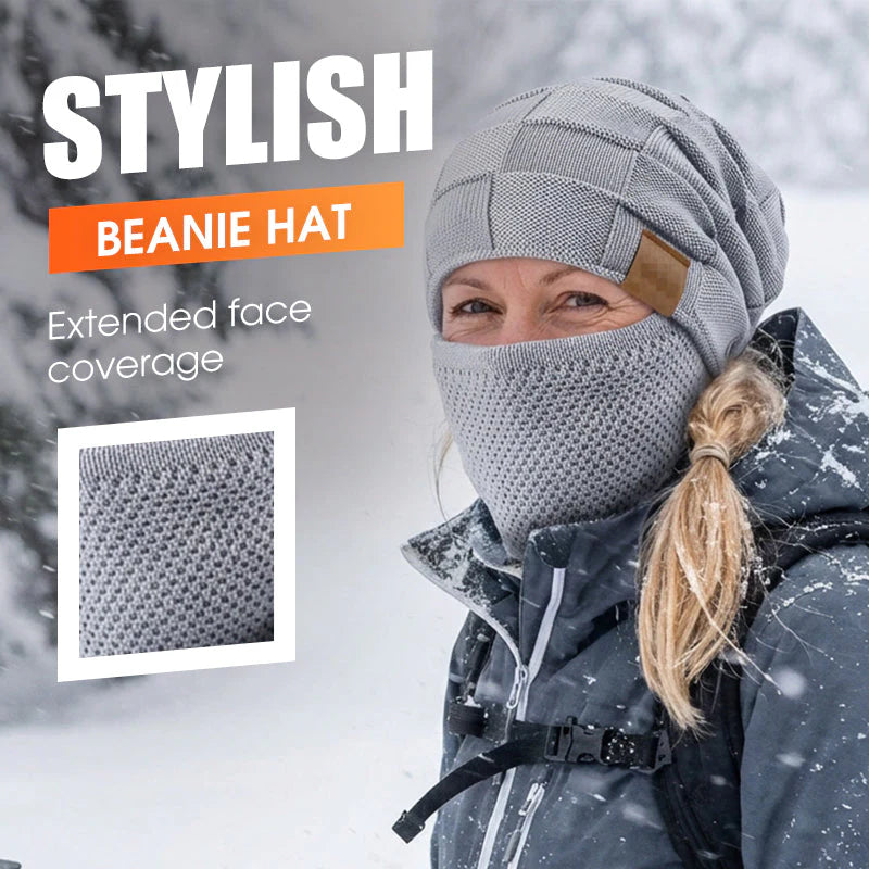 🤩kedvezményes értékesítés🧣2w1 Sapka + Arcvédő – -20°C-ig Meleg! Poliészter + Plüss Bélés!