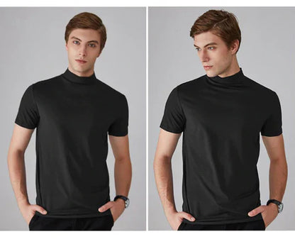 🔥1+1 ingyenes👕 Magas gallér férfi póló🌿 Lélegző anyag – Elegáns mindennapi viselet minden férfinak!
