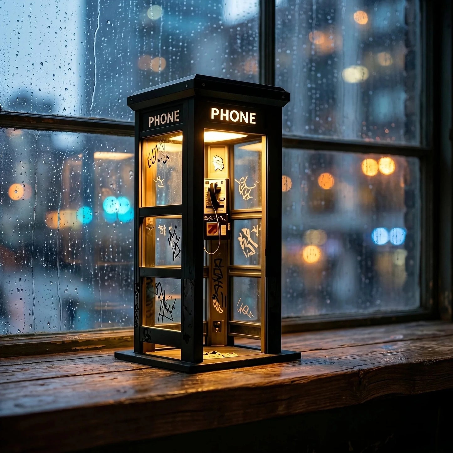 🔥🔝 Legnépszerűbb termékek📞 Urban Noir telefonfülke lámpa – Retro elegancia kortárs utcai művészettel🎁🌆