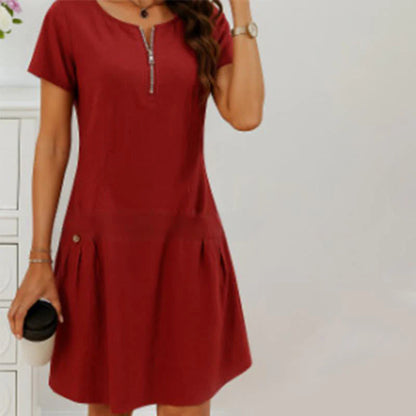 🎁Ingyenes ajándék✨ Stílusos fél-cipzáros ruha👗 Laza nőies sziluett – Minden testalkatra tökéletes!