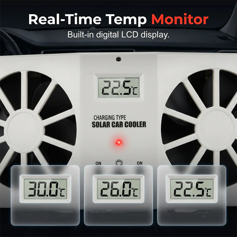 🎉49% árcsökkentés☀️ Automata napelemes szellőző ventilátor autóba📊 Valós idejű LCD hőmérséklet-kijelző🌬️Környezetbarát utastér hűtés🚗