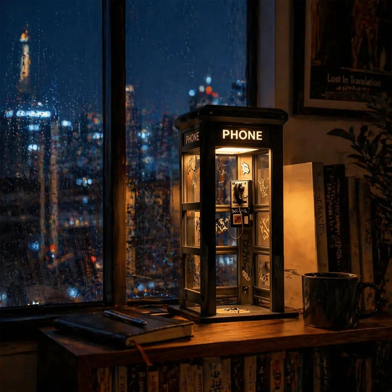 🔥🔝 Legnépszerűbb termékek📞 Urban Noir telefonfülke lámpa – Retro elegancia kortárs utcai művészettel🎁🌆