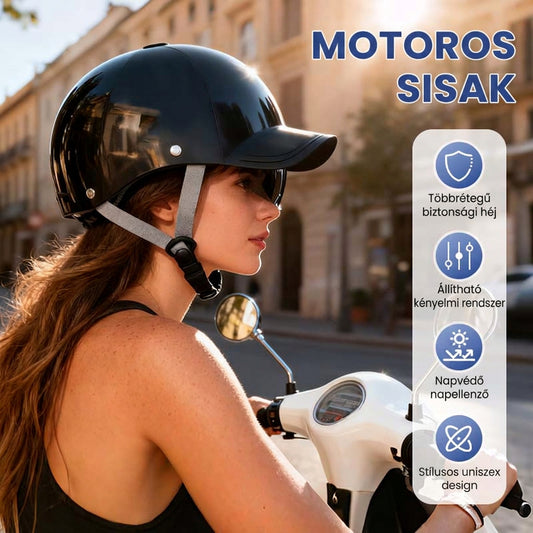 ⛑️ Unisex baseball sapka stílusú motoros sisak – Többréteges védelem (ABS+EPS) + beépített napvédő szemellenző🏍️🧢