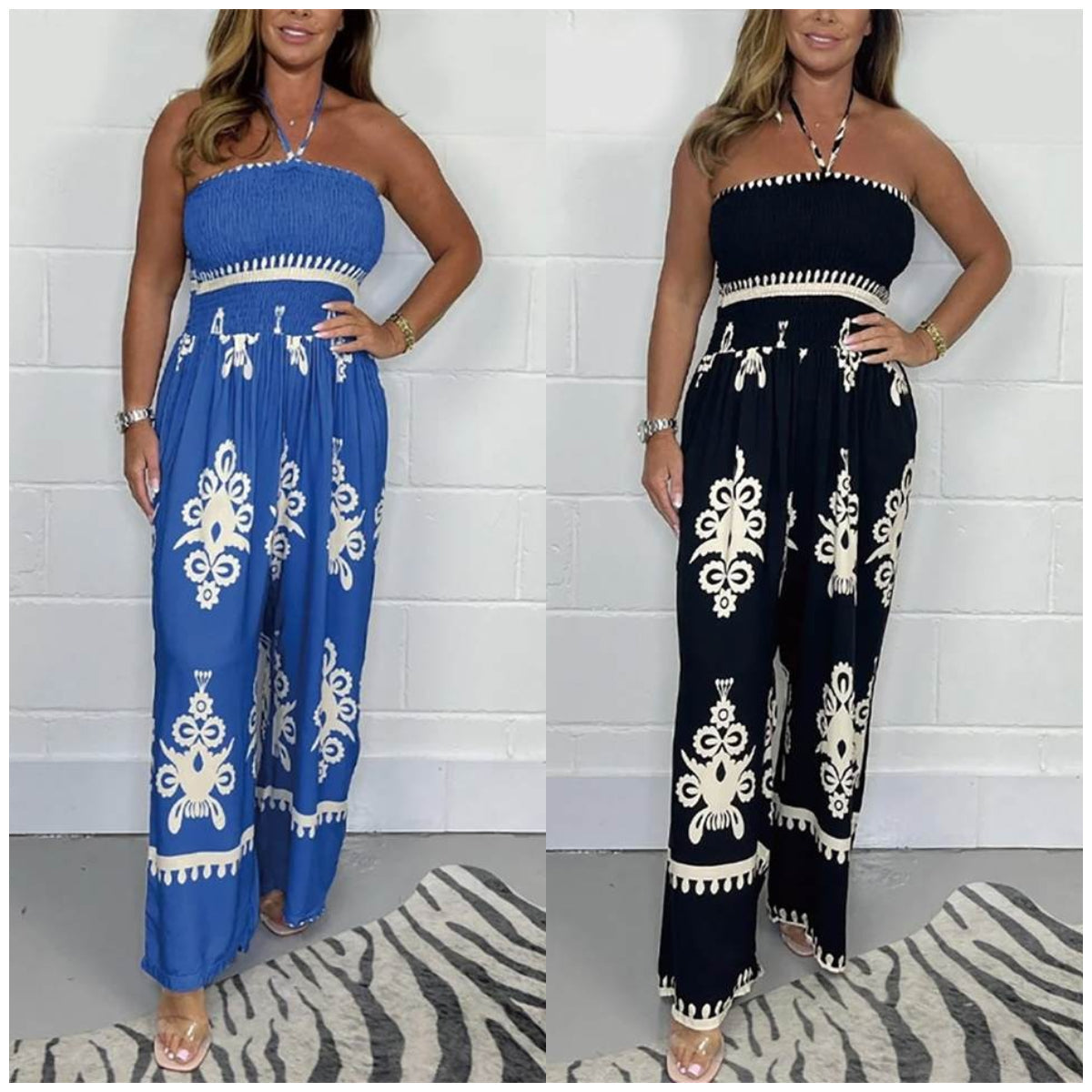 😍2026-os csőtopos🎁 Ajándék nyaklánc! Magas derékú Bardot jumpsuit✨ Nyári laza jumpsuit elöl csomózható kialakítással – Strandhoz, randira és nyaraláshoz tökéletes!