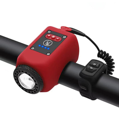 🔥Hegyi kerékpár elektronikus csengő🚴 Erős fényű újratölthető bicikli lámpa🔔 2 az 1-ben kerékpárlámpa + kürt – 110dB hangjelzés, IPX5 vízálló és USB tölthető!