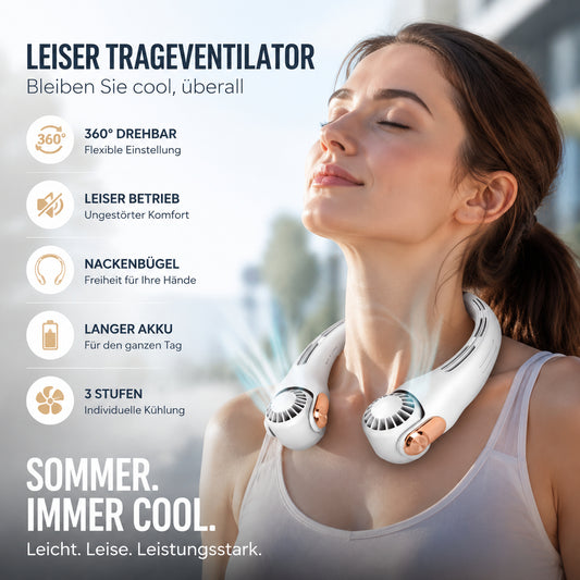🌀 360°-ban forgatható nyakventilátor – USB-töltés, hosszú akkumulátor-élettartam 🌬️Kényelmesen hordozható, hűsítő hatás bárhol