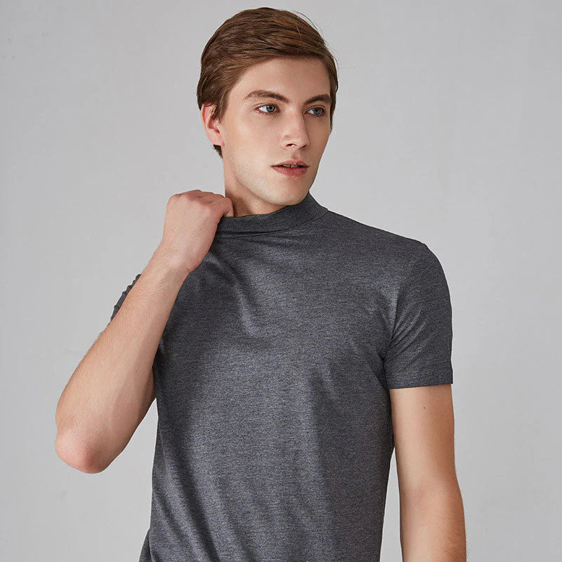 🔥1+1 ingyenes👕 Magas gallér férfi póló🌿 Lélegző anyag – Elegáns mindennapi viselet minden férfinak!