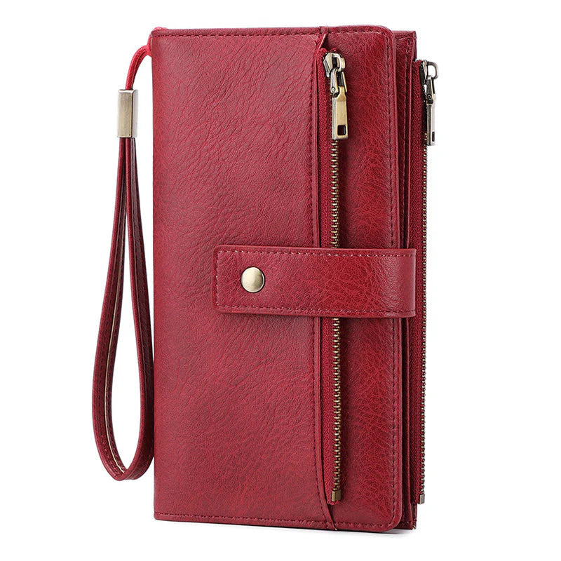 👍Legkelendőbb pénztárca👜Retro RFID-blokkoló pénztárca – tartós PU bőr + több rekesz!