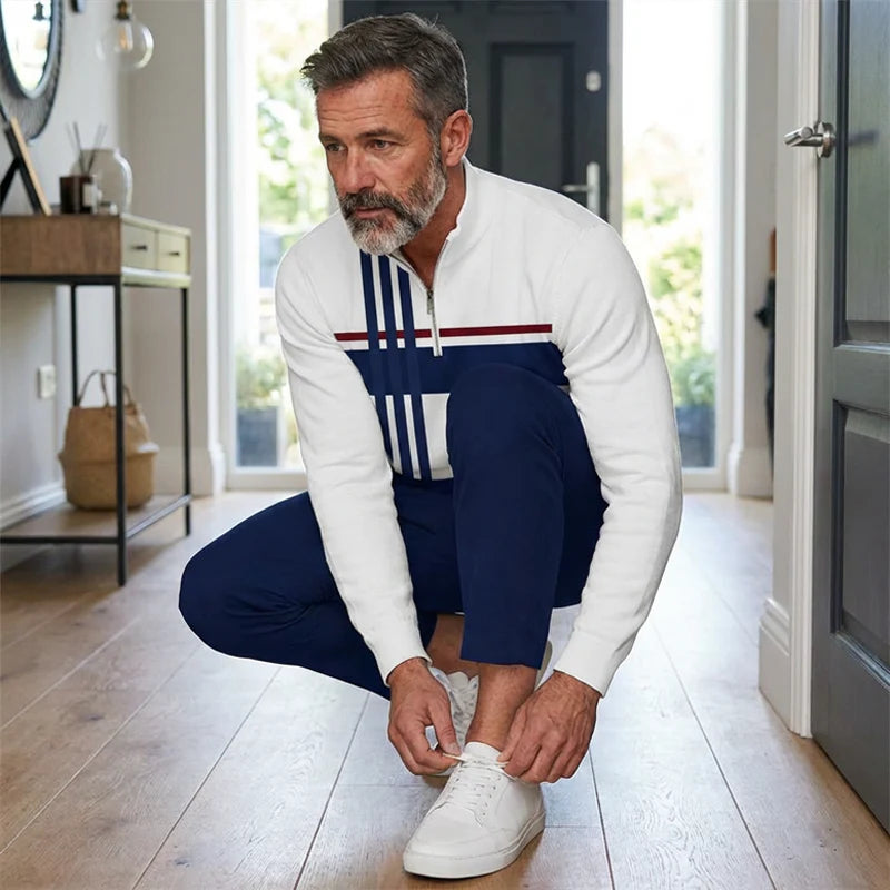 😜 35% árcsökkentés🔥 Megfizethető ruhakészletek🏃‍♂️ Férfi modern mintás edzőruha szett – Kényelmes és stílusos mindennapokra!👖