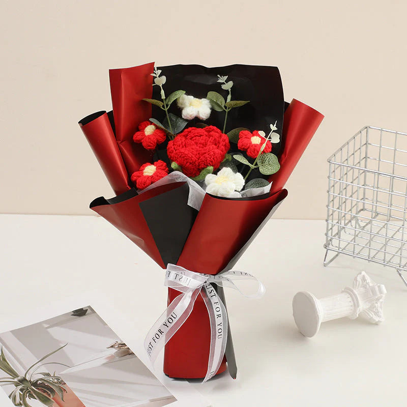 🔥1+1 ingyenes💐 Kézzel horgolt virágcsokor 🎁 Allergiabarát virágajándék – Soha nem hervad, mindig friss!