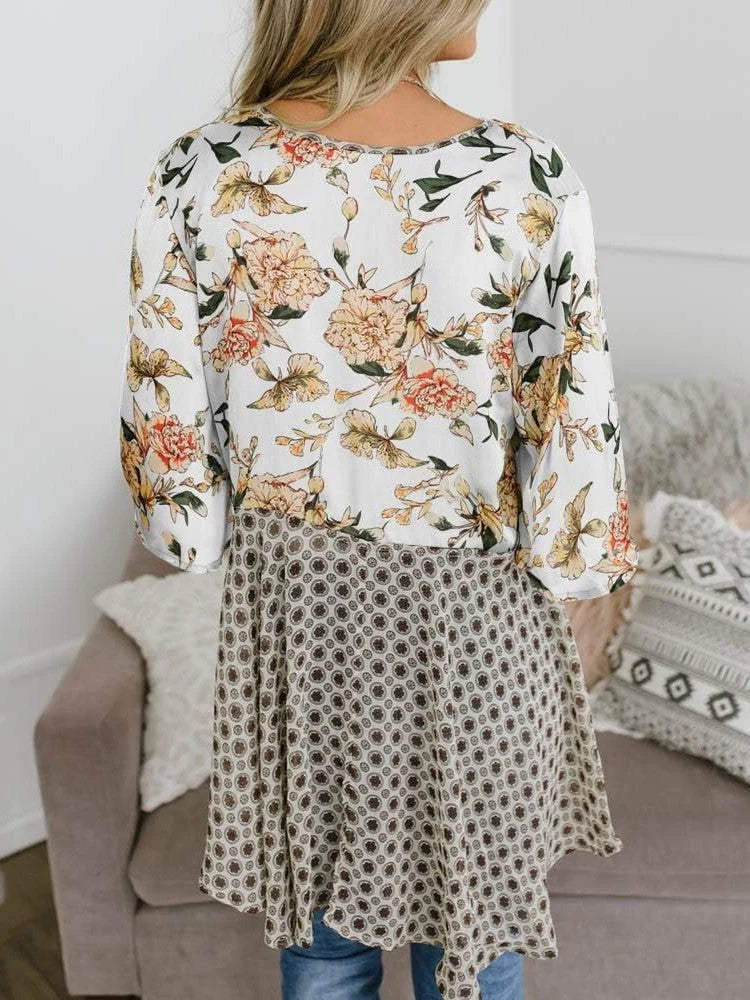 😜50% árcsökkentés 🎁Ingyenes ajándék-📿Gyönyörű nyaklánc🌸 Boho virágmintás sifon kardigán – Könnyű, fodros és sokoldalú nyári stílus!