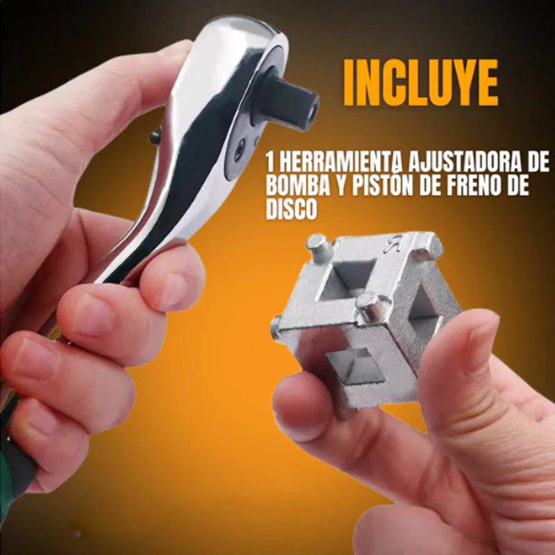 🎁🔥2+2 INGYEN (4 db)🔧 Féknyereg-dugattyú összenyomó szerszám – Univerzális, 360°-os ratchet funkció – Utánvét 🚗✨