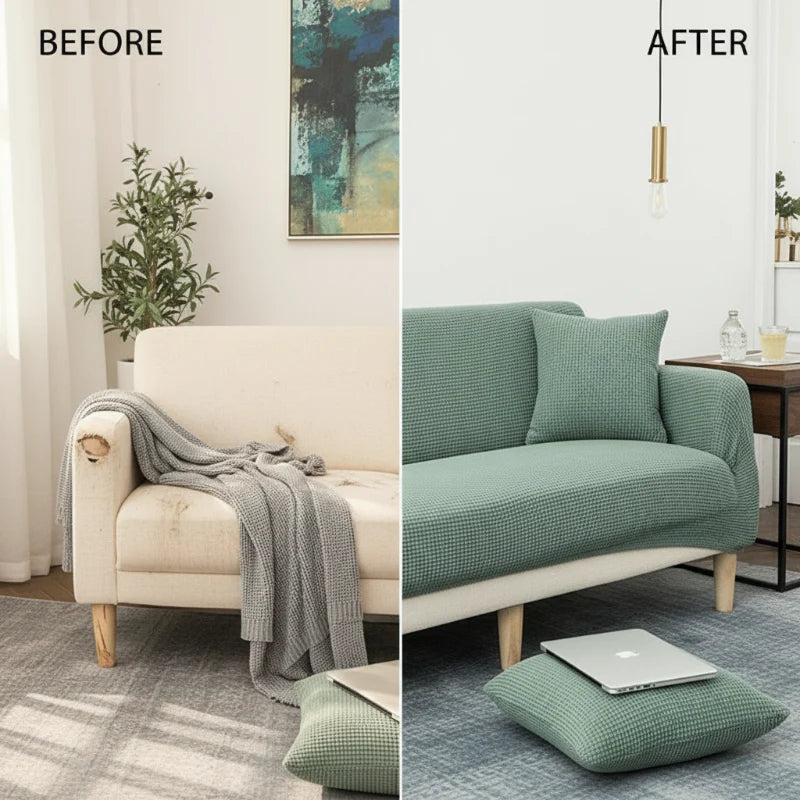 😜40% árcsökkentés🧶 Puha védő huzat🛋️ Kötött jakár kanapéhuzat – Rugalmas, újjávarázsolja a régi kanapédat!