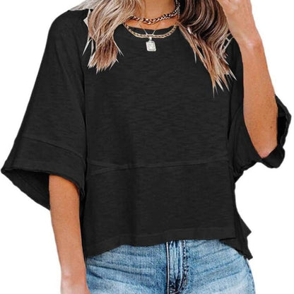 💥🎁Ingyenes ajándék👚 Harangujjú női póló✨ Puha lélegző póló– Laza szabás, mindennapi tökéletes stílus!