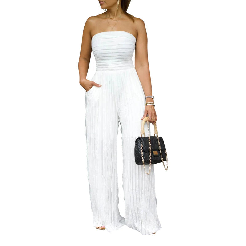 【😍 50% kedvezmény🎁Ingyenes ajándék】💃✨ Chic jumpsuit – Bandeau váll + magas derék – Teljes sziluett egy kényelmes darabban!