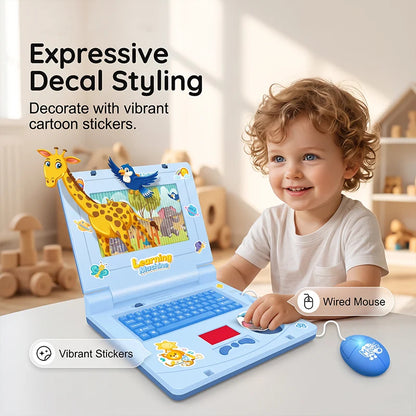💻✨ Interaktív játék-laptop gyerekeknek – Görgető képernyő, vidám zene, finommotorika fejlesztése, 3 éves kortól! 🎵👶