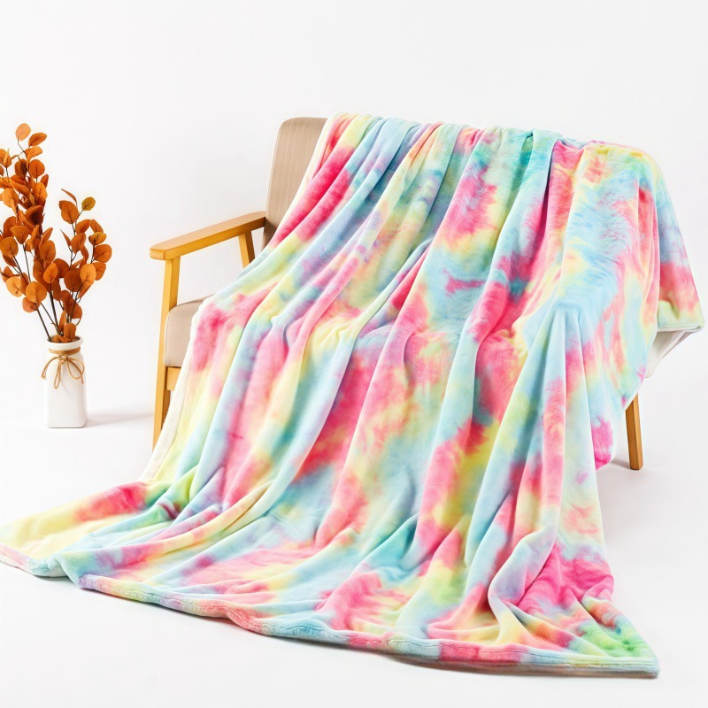 🌈 Élénk tie-dye minta + rendkívül puha plüss szövet🛋️ Minden évszakra alkalmas – Könnyű melegség, mosógépben mosható！