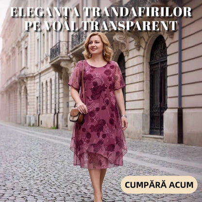 🎁Ingyenes ajándék📿Gyönyörű nyaklánc🌺Nyomtatott aszimmetrikus alkalmi ruha🍷Bordó mintás női ruha – Puha légáteresztő anyag nyárra és réteges öltözködéshez!