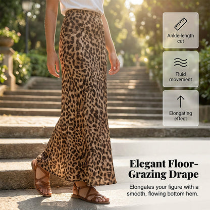 🎉50% árcsökkentés🔝 Legnépszerűbb termékek🌿 Könnyű poliészter hosszú szoknya🐆 Leopárd mintás magas derékú maxi szoknya – Vadász elegancia, karcsúsító sziluett!