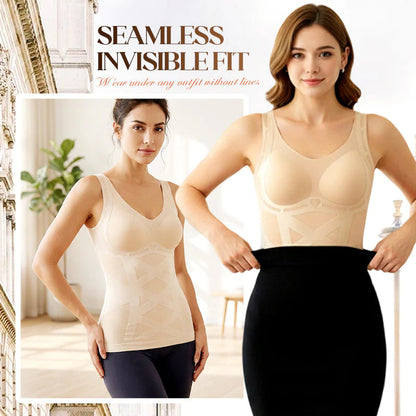 👚Bezešvý Formáló Top – Integrált Melltartó + X-alakú Derékfókusz!