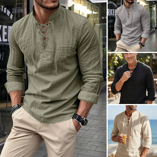 👔 50% KEDVEZMÉNY MOST! 💎 Férfi alkalmi ing, egyszínű – csipkés gallér, modern gallér és lélegző pamut ✨