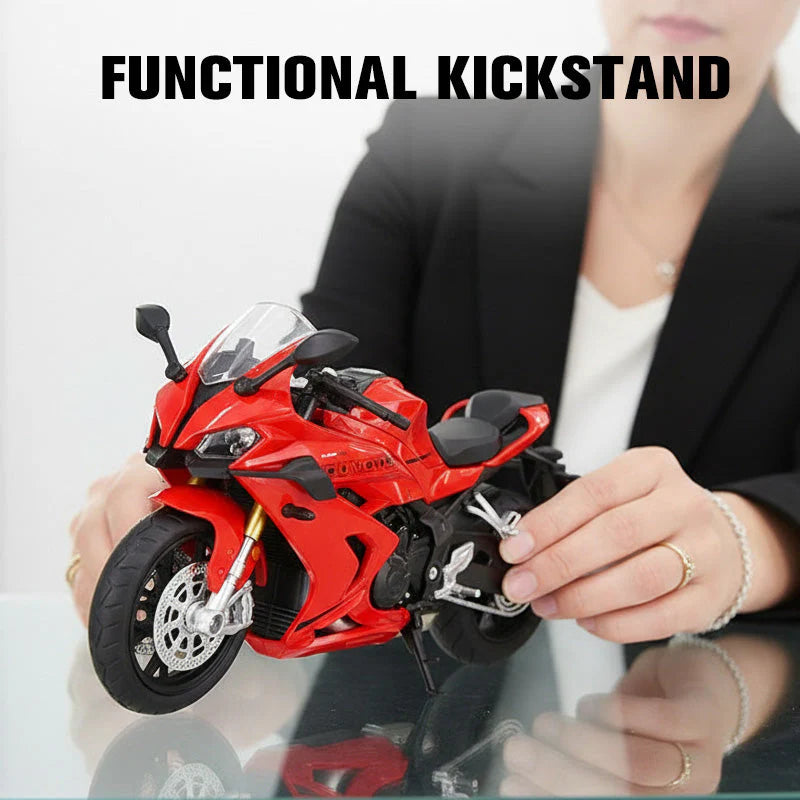 🔥Második termék féláron🏍️1:12 Skálás Motorkerékpár Modell – Interaktív Fény + Hang!